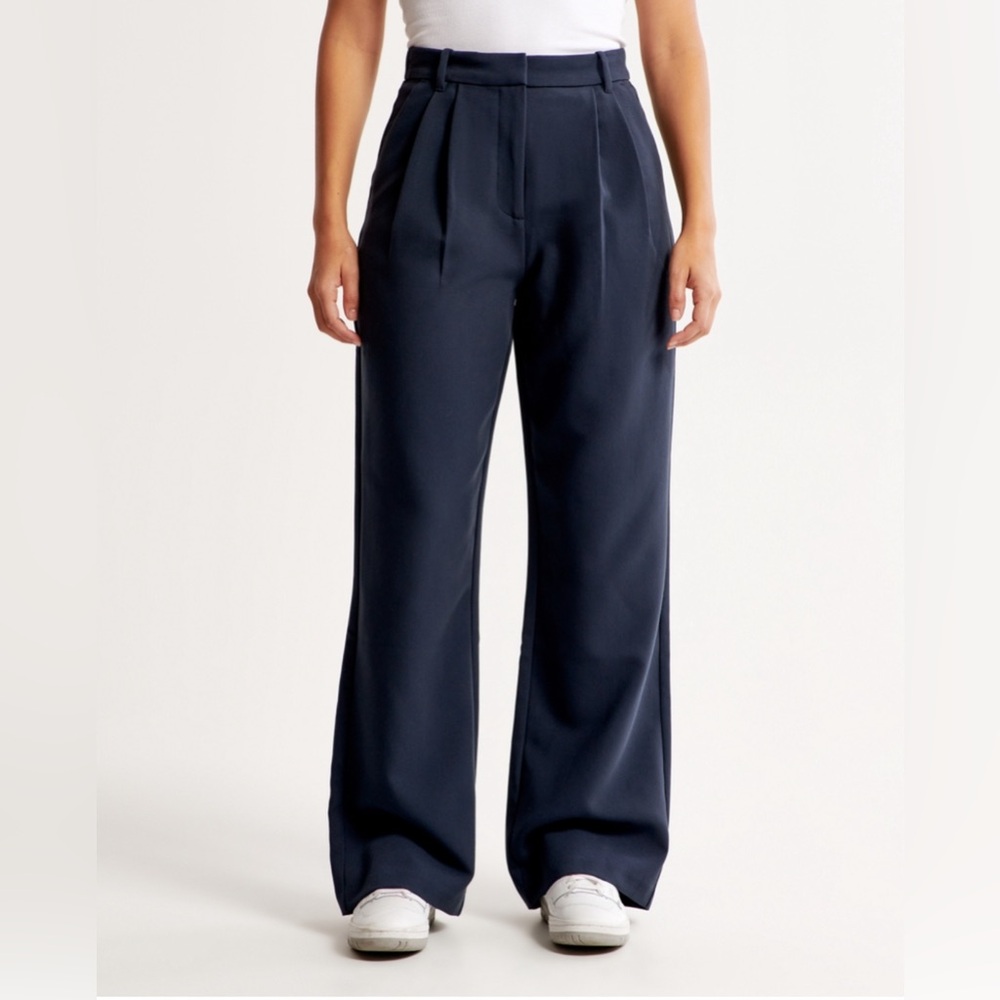 Navy A&F Sloane Tailored Pants